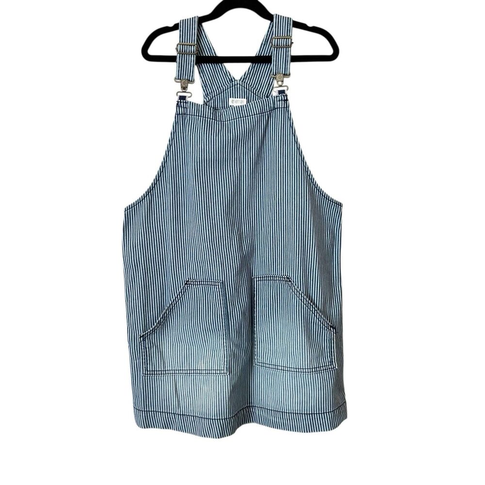 Gymboree Dress Girls 10 Blue Stripe denim overall pockets casual